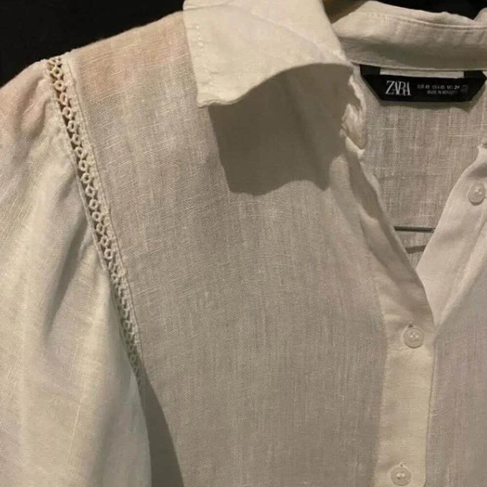 ZARA OVERSIZED SHIRT loose fit 100% linen Size L 3466/270/250 - Picture 5 of 6